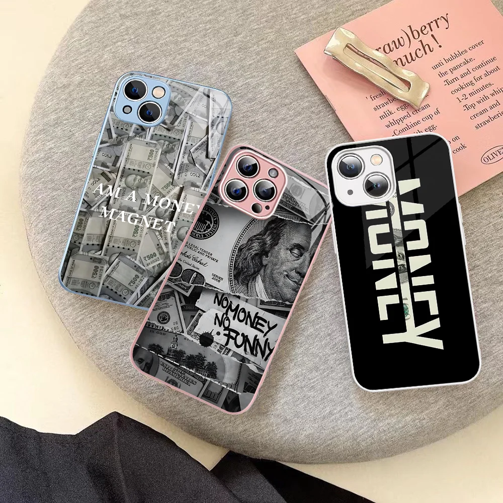 

Get Money Elegant Couple Phone Case Tempered Glass For Iphone 14 13 12 11 Pro Mini XS MAX 14Plus X XS XR Fundas