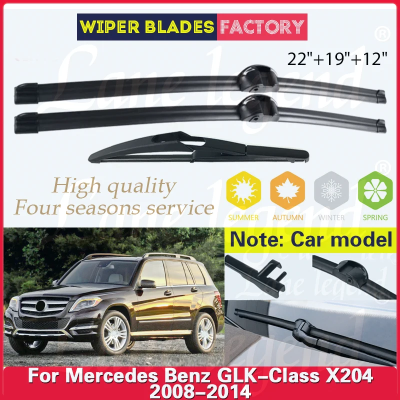 For Mercedes-Benz GLK-Class X204 2008 - 2014 Wiper LHD Front Rear Wiper Blades Windshield Windscreen 22