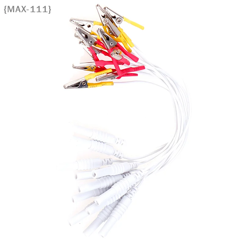 【Fe】12Pcs Set Electronic Acupuncture Alligator Clips - Professional Cable Leads for Therapy Instruments