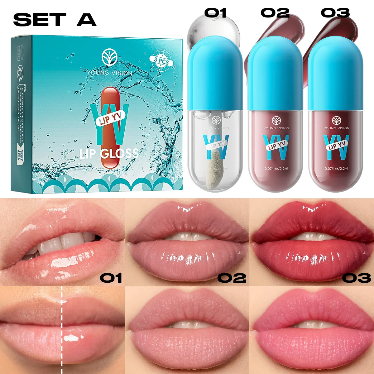 Mini Velvet Matte Lip Gloss Set, 3pc/4pcs Non-Fading, Non-Stick