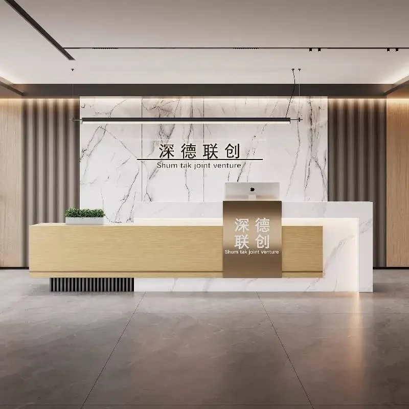 Brown Boutique Reception Desks Counter Modern Weight Business Reception Desk Clothing Wood Bancone Per Negozio Office Furniture