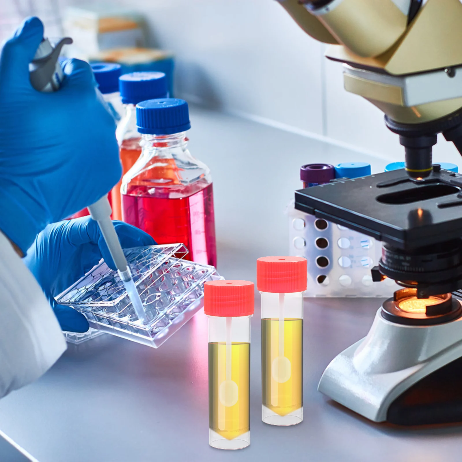 25pcs Specimen 25ml Sample Specimen Medical Urine Fecal Container Leak Proof Laboratory Test Tool