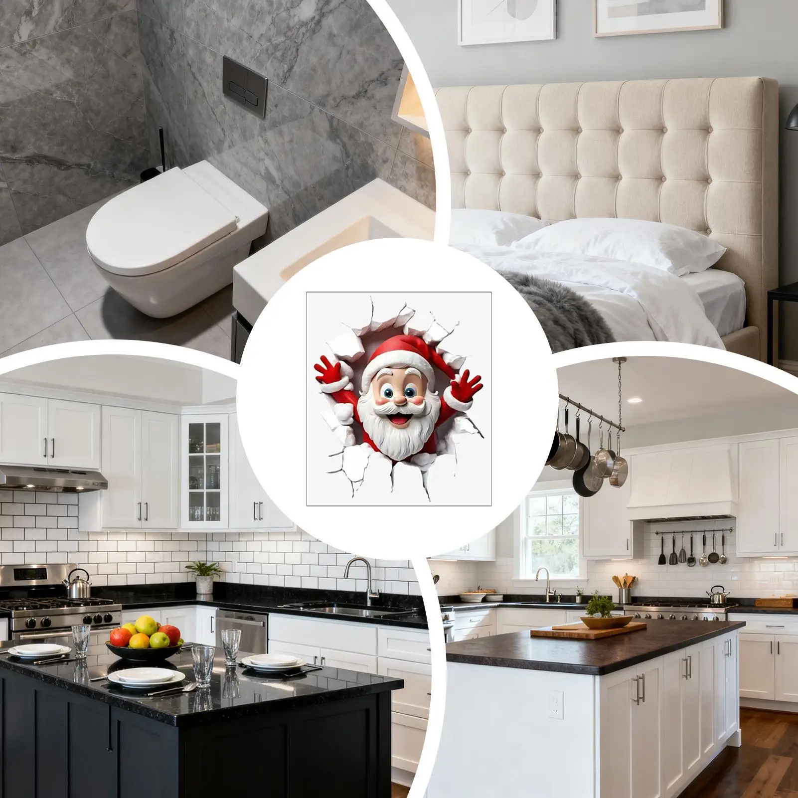 Christmas Santa Claus Breaking Through the Wall Stickers Self-Adhesive Bathroom Toilet Stickers for Home Wall Art