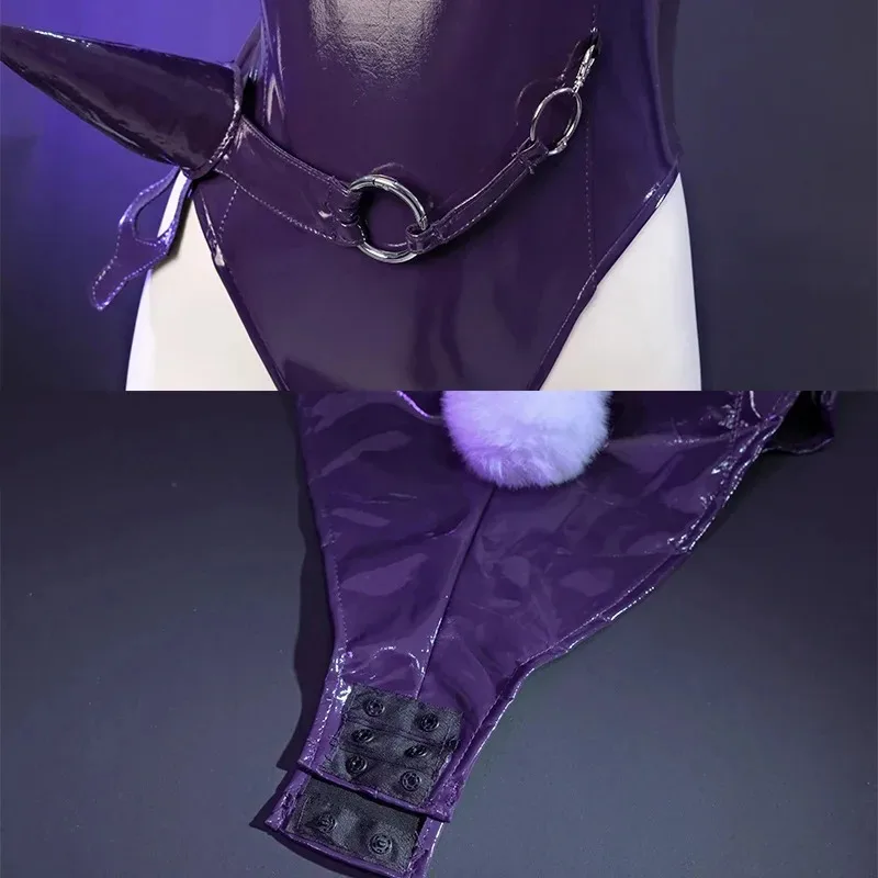 أزياء تنكرية للفتيات على شكل أرنب من فرينج نازومي كرنفال الهالوين لحفلات لعب الأدوار بدلة أرنب أرجوانية زي نسائي مثير