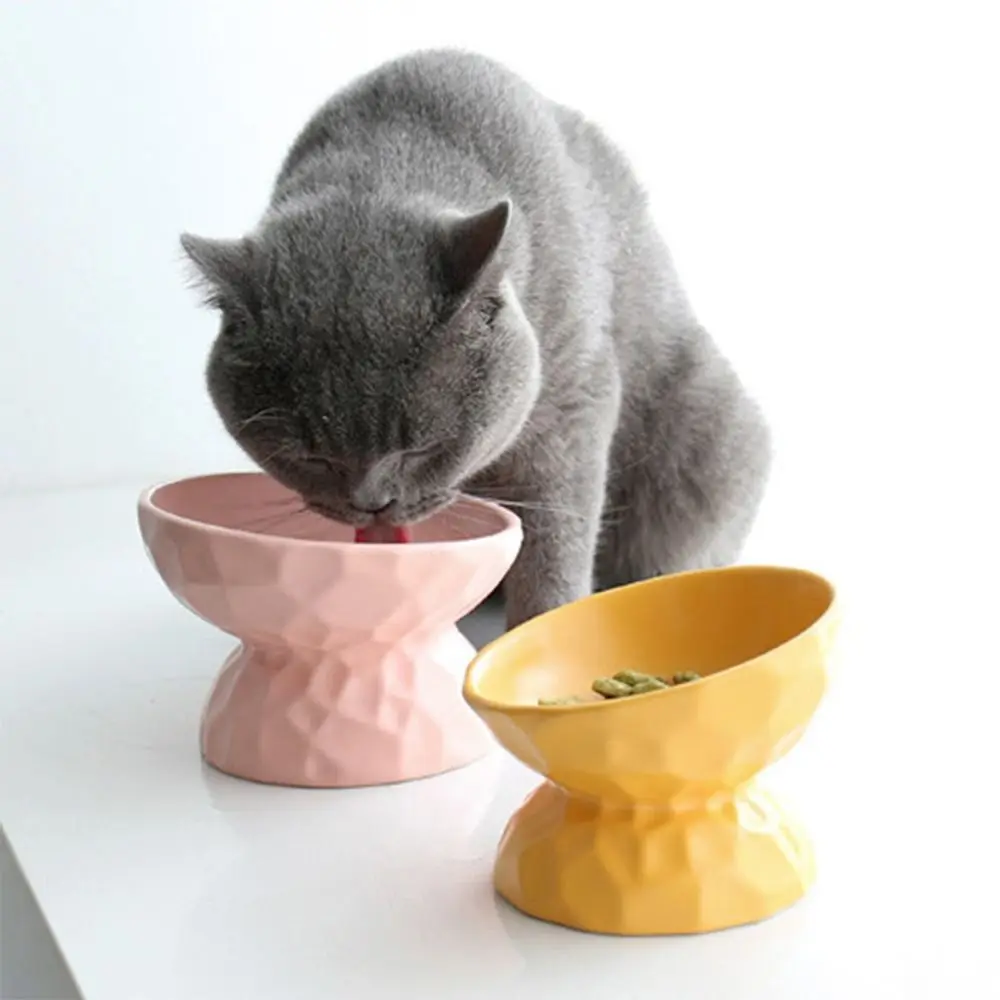 Food Dispenser Ceramic Cat Bowl Creative Multi-use Pet High Foot Bowl Anti Tipping Non-slip Pet Drinking Feeder Neck Protection