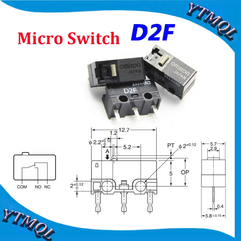 10-100Pcs Mouse Micro Switch D2F Mouse Button Fretting D2F