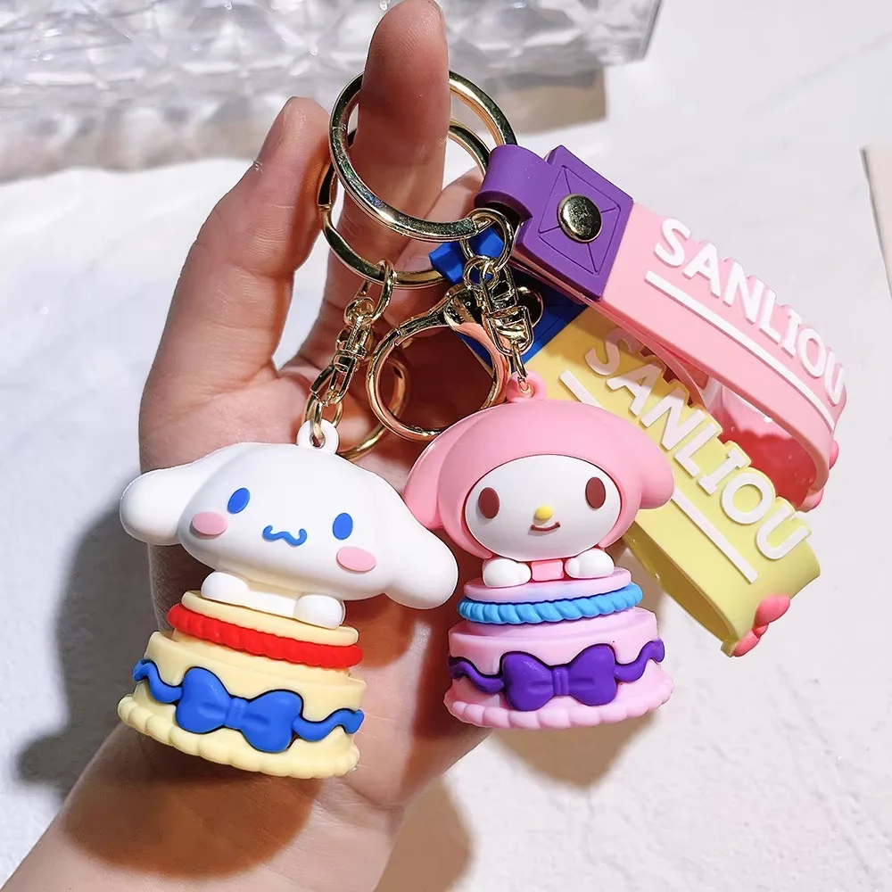 Miniso Sanrio Kawaii Hello kitty Anime Cartoon Melodie Kuromi Cinna moroll Spielzeug niedlichen Anhänger Puppen Auto Schlüssel ring Mädchen & Kind Geschenke