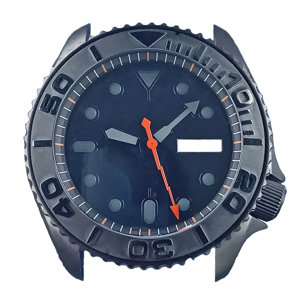 

41mm SKX Watch Case Waterproof Stainless Steel Dome Sapphire Glass Luminous Dial Orange Second Hand Fit NH34 NH35 NH36 Movement