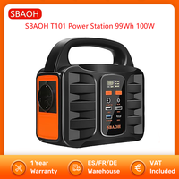 SBAOH T101 100W 99Wh Power Station 27000mah Portable Solar Generator Battery Quick Charge with AC USB Output For Camping