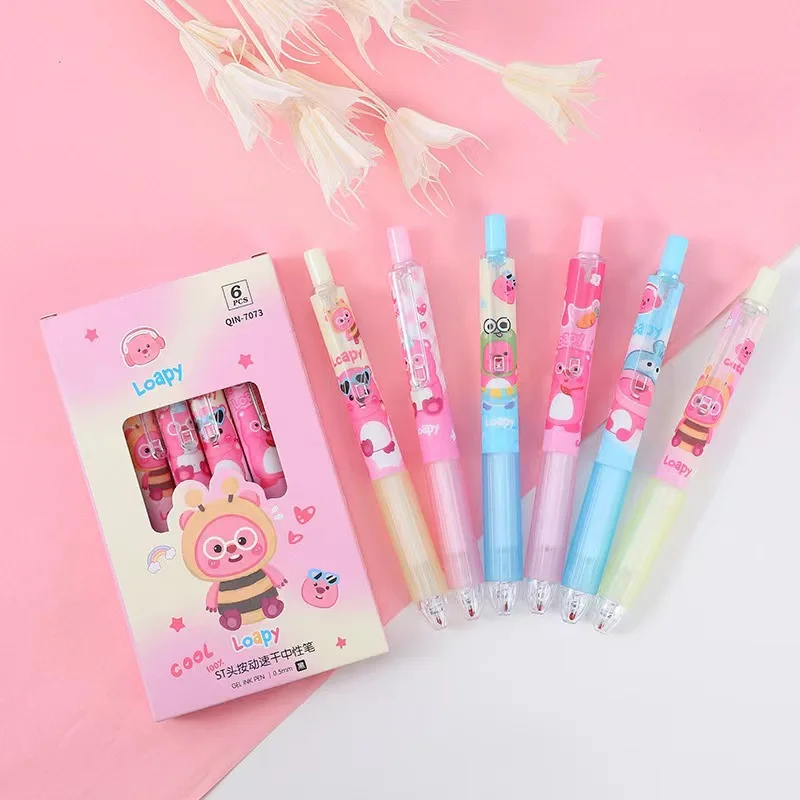 Kawaii Cute Loopy Neutral Pen Pressing Pen St Nib 0.5Mm Black Quick Drying Smooth Writing Ins Dopamine Stationery Gift For Girls