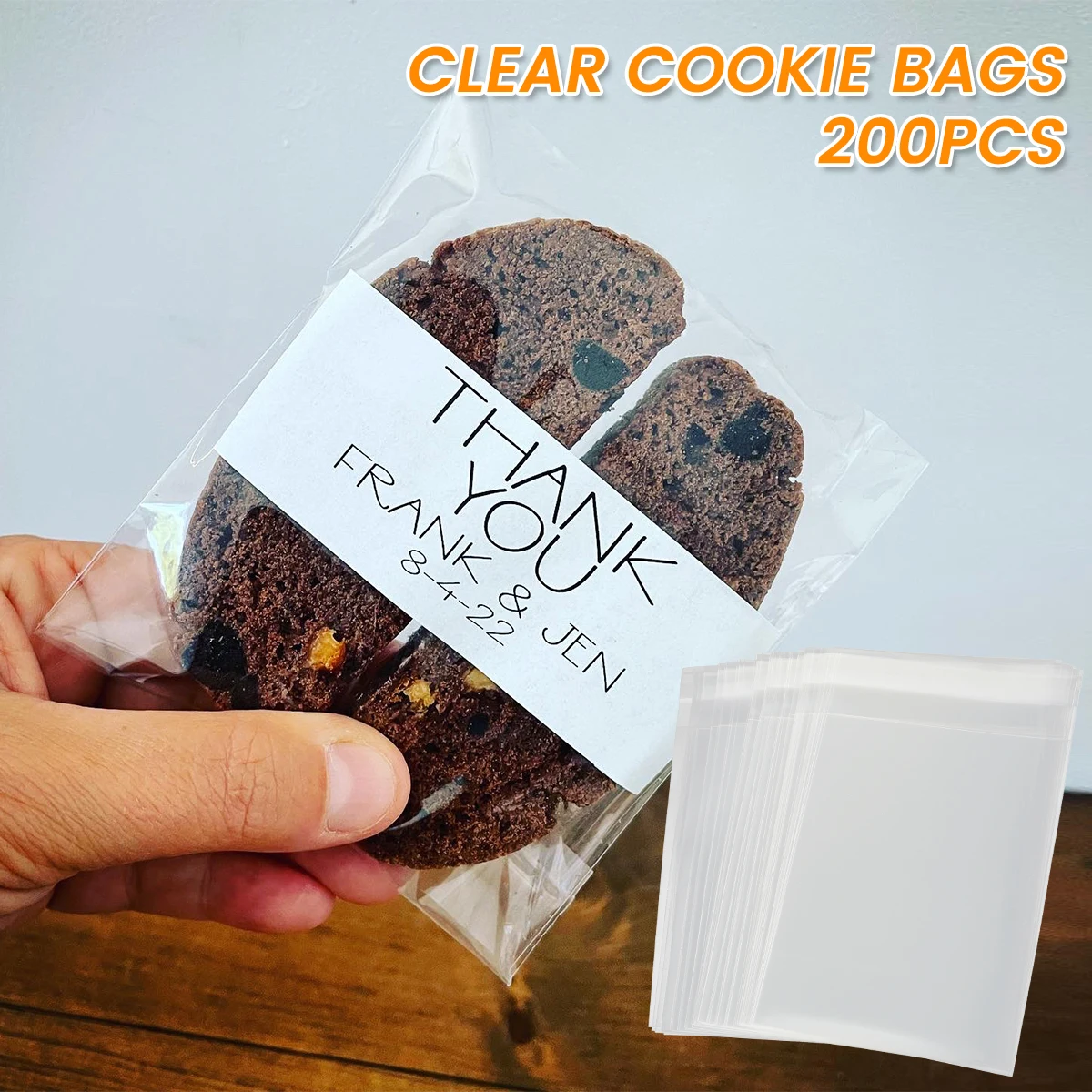 200Pcs Candy Treat Bags Clear Cookie Bags Resealable Cellophane Bags Cookie Packaging Bags Self Adhesive Sealing Treat Bags