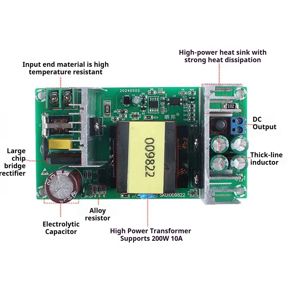 

24V 9A Switching Power Supply Module 220W High-power Isolated Power Supply Bare Board AC110-245V to DC24V 9A Power Supply Board