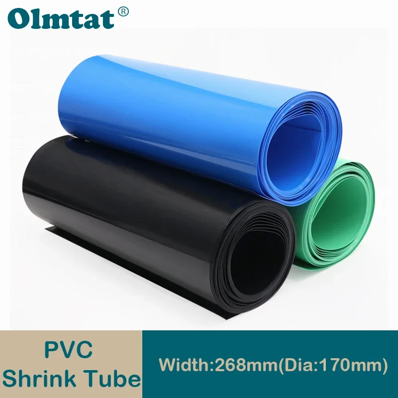 

Width 268mm PVC Heat Shrink Tube Dia 170mm Lithium Battery Insulated Film Wrap Protection Case Pack Wire Cable Sleeve Black Blue