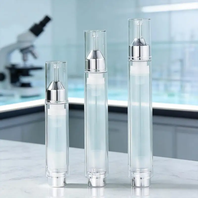1 Stück nachfüllbarer Reise-Druckbehälter 5/10/15ml Leere DIY Airless-Spritze Hochwertige Pumpe Augencreme Ätherisches Öl Flasche – Detail 9