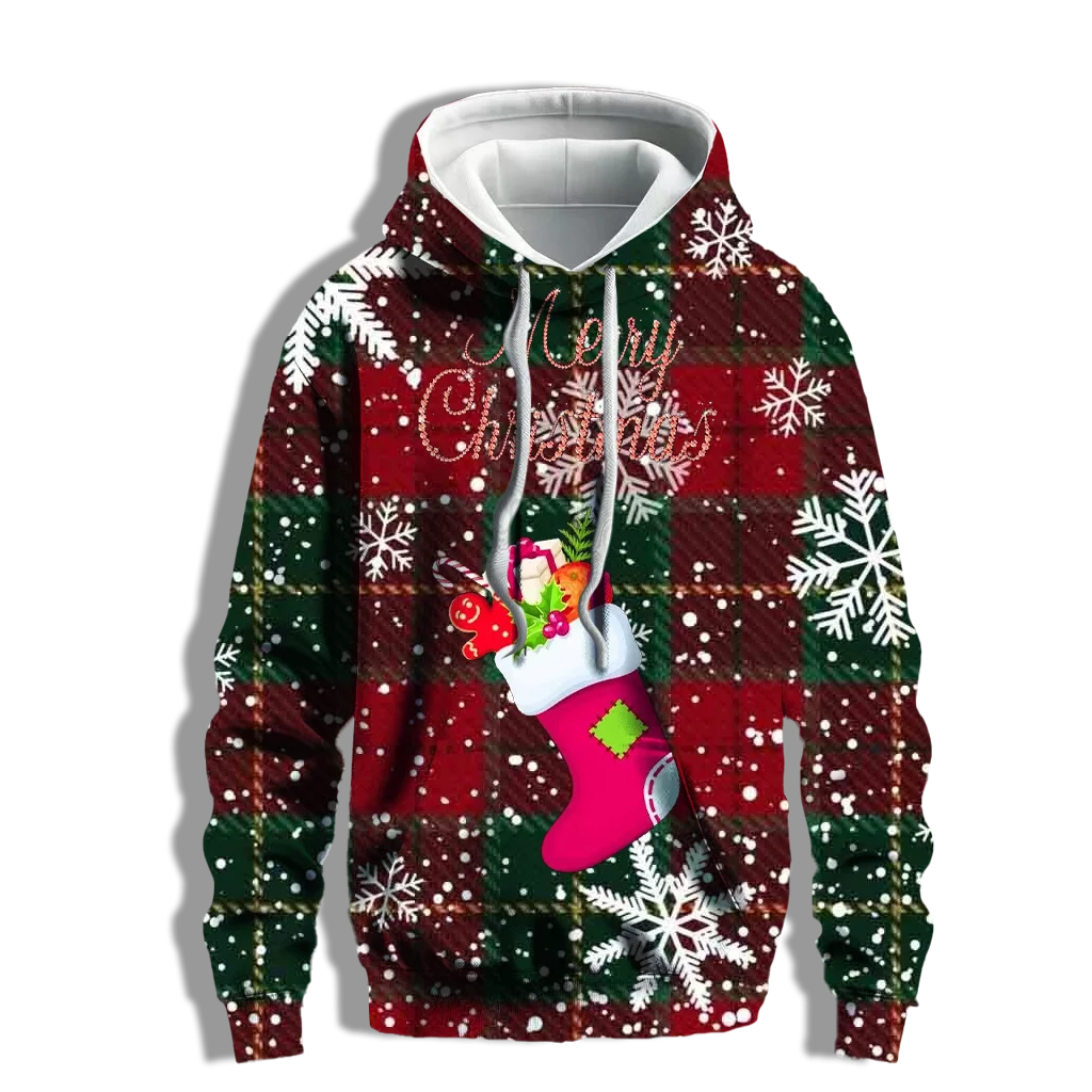 

Festivals Men's Graphic Hoodie Christmas Stocking Print Casual 3D Pullover Holiday Fashion Hoodies Thin Style Long Sleeve Hooded