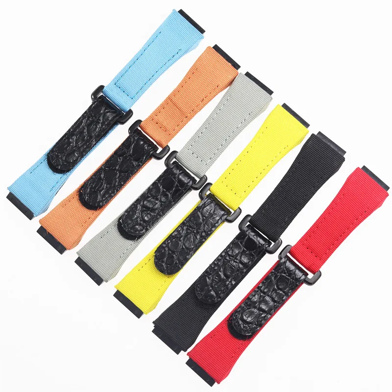 Cowhide Leather Strap for Richard Mille RM50 RM53 25mm Magic Tape Nylon Canvas Watch Band Replacement Accessories