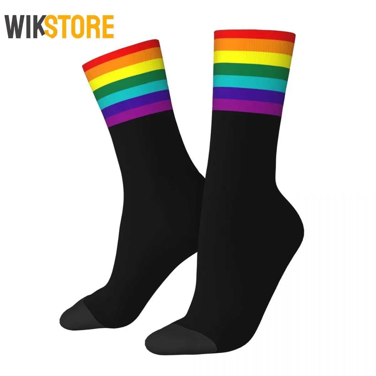 

Retro 7 Stripes Rainbow Pride Flag Basketball Socks Fashion Middle Tube Socks for Men Women Male Unisex Non-slip Breathable Sock