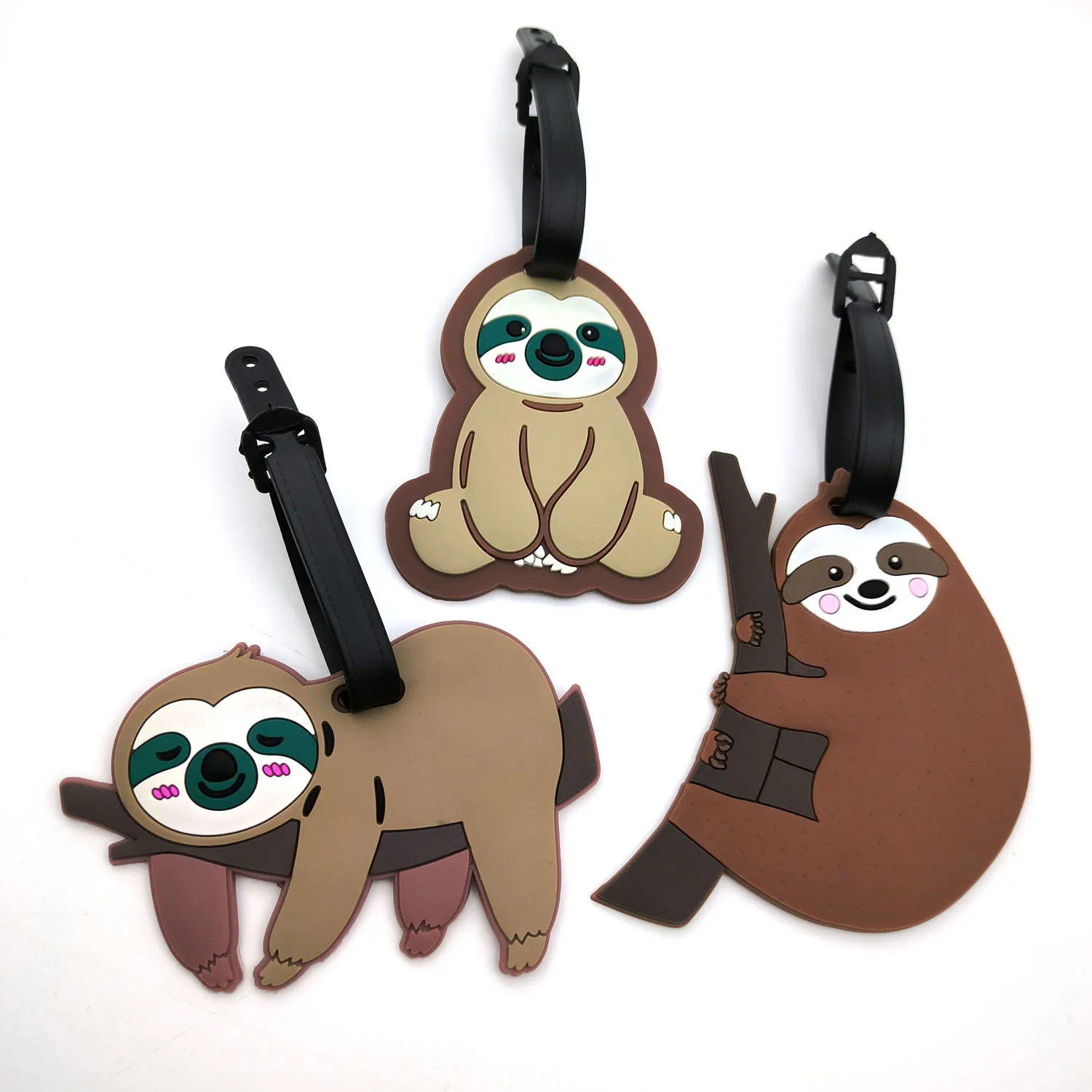 1pc/3pcs Newest Travel Accessories Luggage Tag Creative Sloth Plane Boarding Pass Suitcase Silicon Portable Travel Label