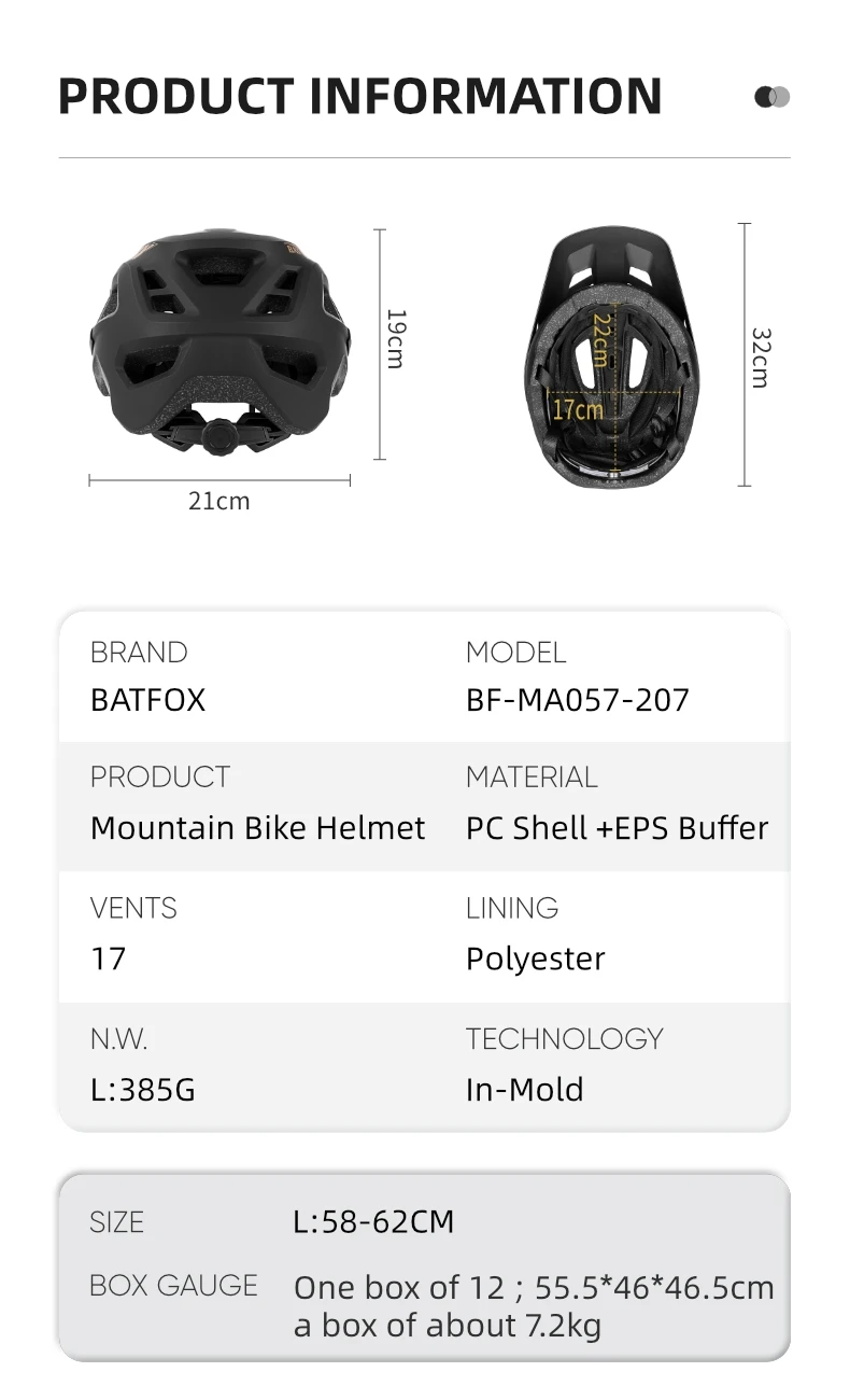 BATFOX MTB-Helm, Fahrradhelm, Integral geformter Helm, Capacete Fox, Casco Bicicleta, MTB-Mountainbike-Zubehör – Detail 4