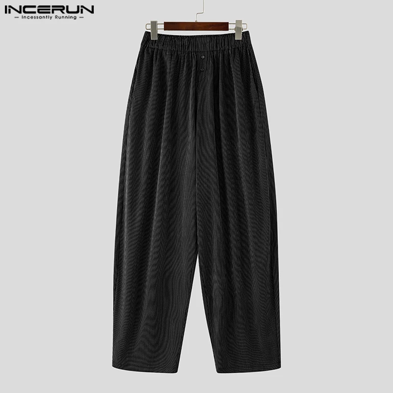 

Men Striped Pants Joggers Elastic Waist Loose Korean Style Trousers Men Streetwear 2025 Pleated Casual Long Pants S-5XL INCERUN