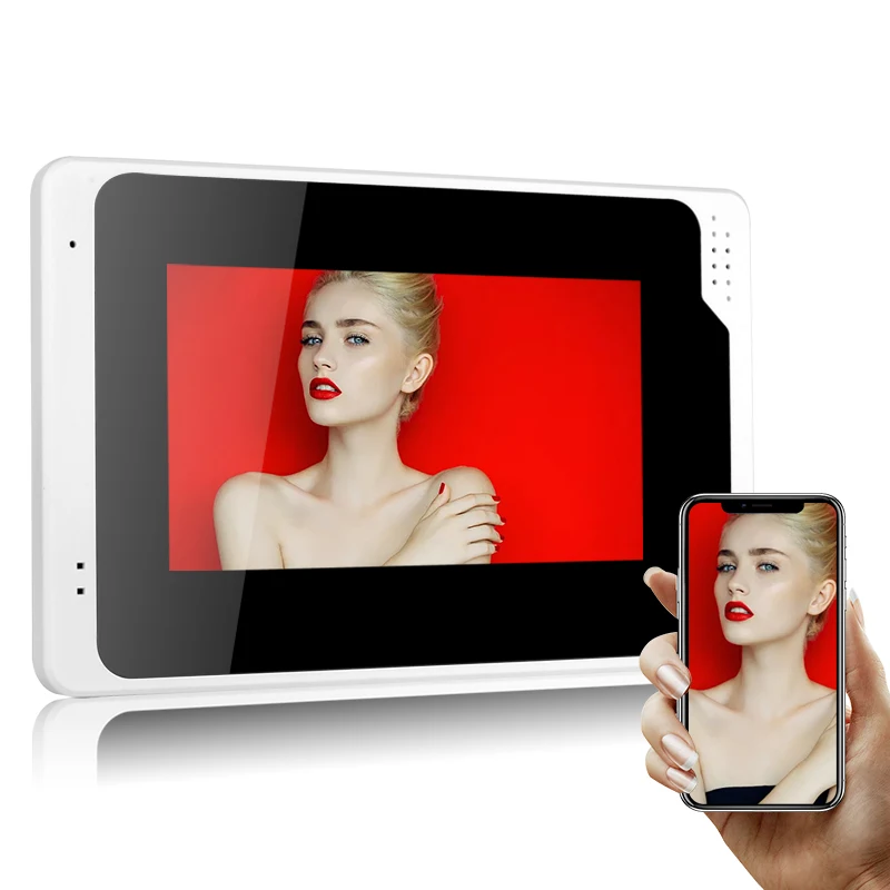 Tuya 7 Inch Video Intercm Touch Screen with Wired Doorbell 1080P APP Password Fingerprint Unlocking