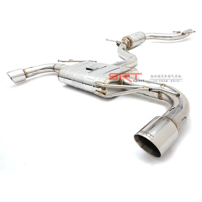 

automobile exhaust pipe for VW golf GTI electric valve catback with quad double tip