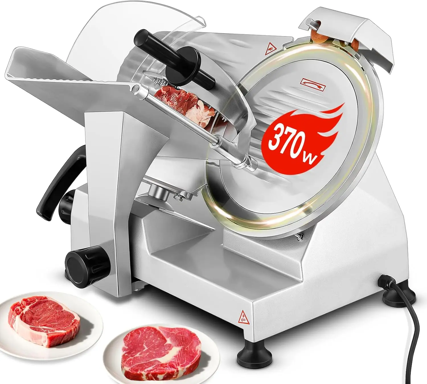 

Food Deli Slicer, 120 Pcs/Min Premium Chromium-plated Steel Blade, Semi-Auto Meat Slicer for Home Use