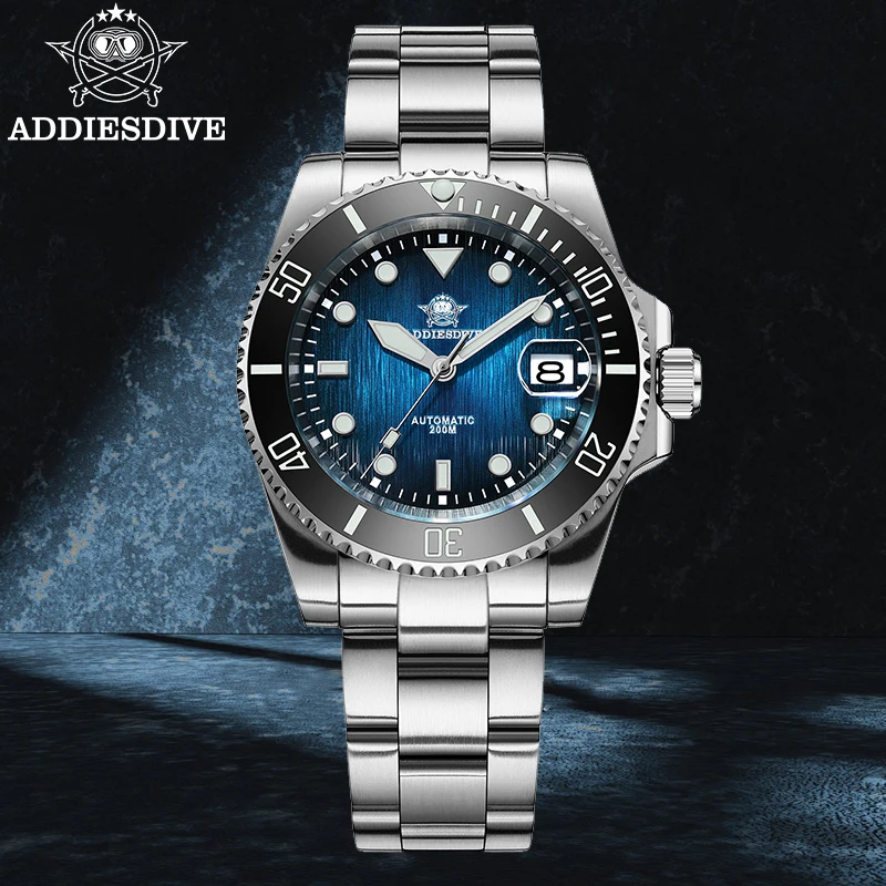 

ADDIESDIVE New Watch 41mm Luxury Sapphire NH35 Automatic Mechanical Men Watch 20Bar Stainless Steel AD2078 Sport Waterproof 200m