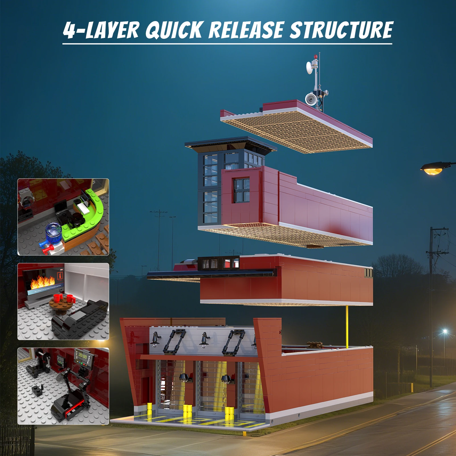 3079PCS Stazione di soccorso antincendio Building Blocks Camion dei pompieri Ambulanza Auto della polizia antincendio MOC Modello Mattoni Bambini Giocattolo fai da te Regali di festa