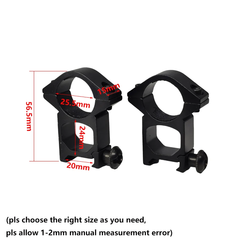 2 Stuks Jachtgeweer Mounts Ring Voor Dia 25.4Mm 30Mm Buis Scopes 20Mm Zwaluwstaart Picatinny Rail Tactische Zaklamp Mount