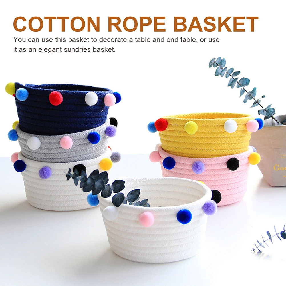 

Cotton Rope Storage Basket Woven Lightweight Fabric Sundry Organizer Desktop Decorative Household Multi-Function