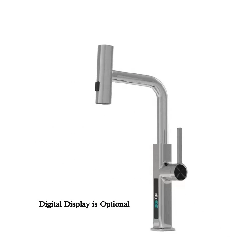 Innovative Waterfall Design Kitchen Sink Faucet 3 Function Sprayer Single Lever Pull Out Sink Mixer Taps For Kitchen