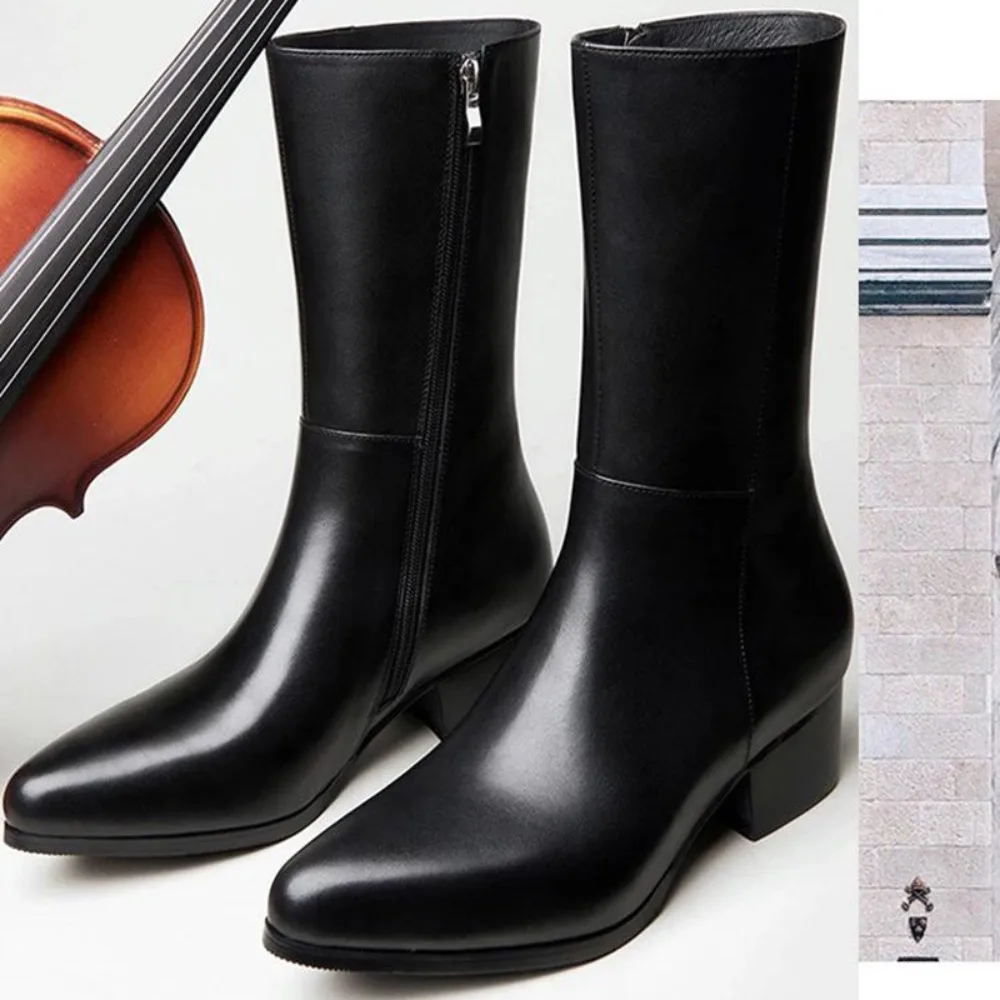 Brand Men's Boot Designer British Style Genuine Leather Men Chelsea Boots High-top Formal Shoes High Quality Men Motorcycle Boot