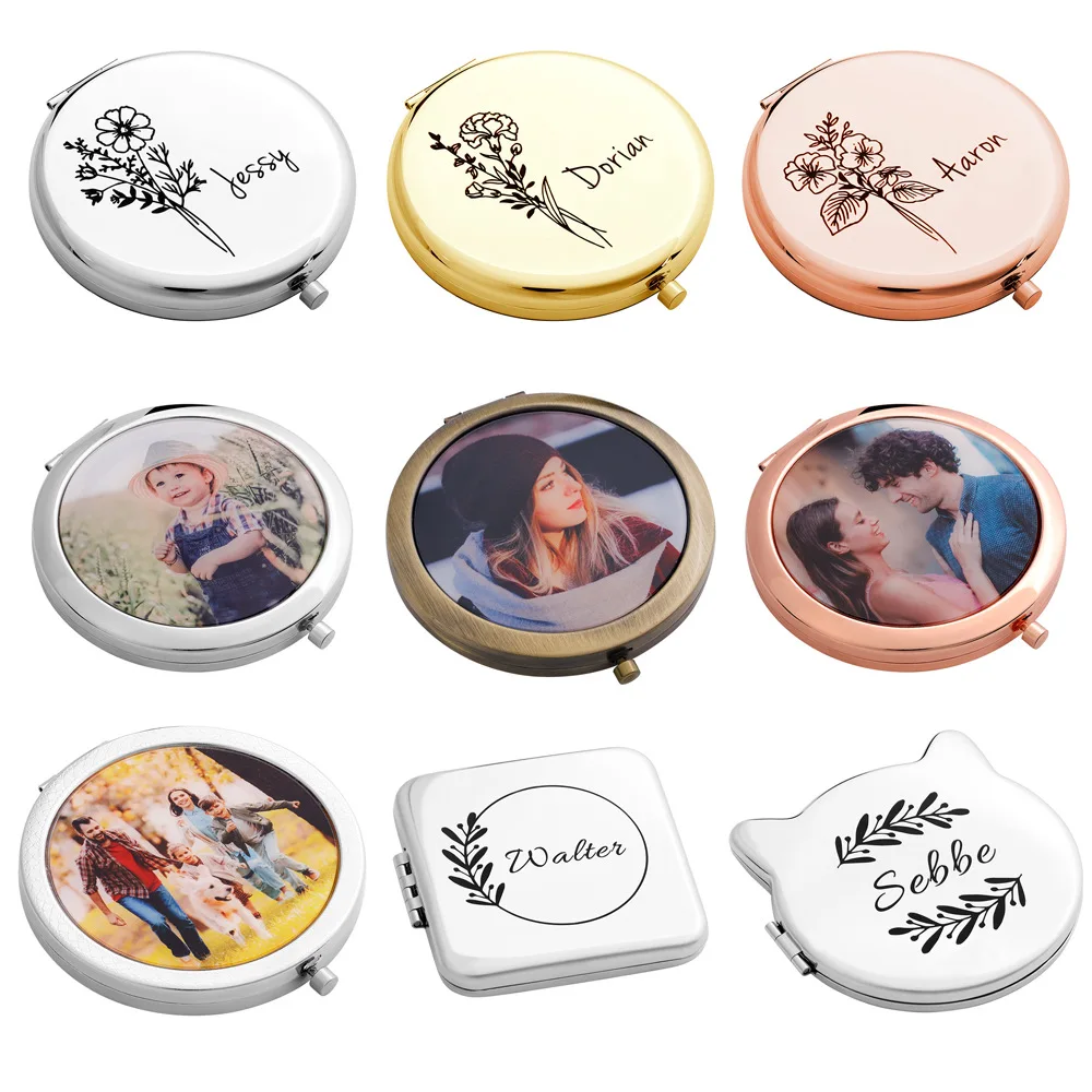 

Cute Mini Pocket Makeup Mirror Cosmetic Compact Portable Mirrors Dual Sides Stainless Steel Cosmetic Makeup Mirrors