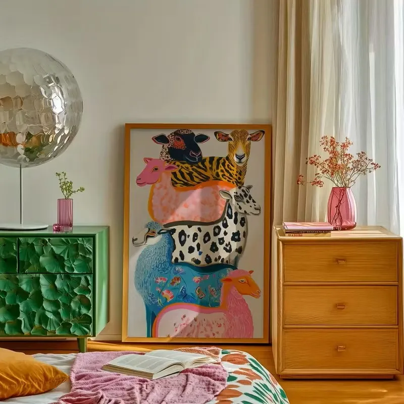 

Dopamine Sheep Art Canvas Poster Wall Decoration Suitable New Home Gifts The Living Room Home Decoration Prints in The Bedroom