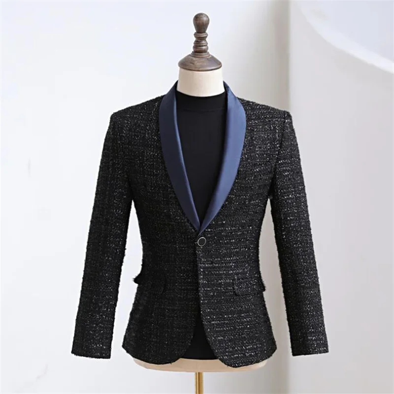 Blazers Mens Suits New Korean Jackets Singer Stage Fashion Black Terno Masculino Completo Trajes Elegantes Para Hombre Clothes