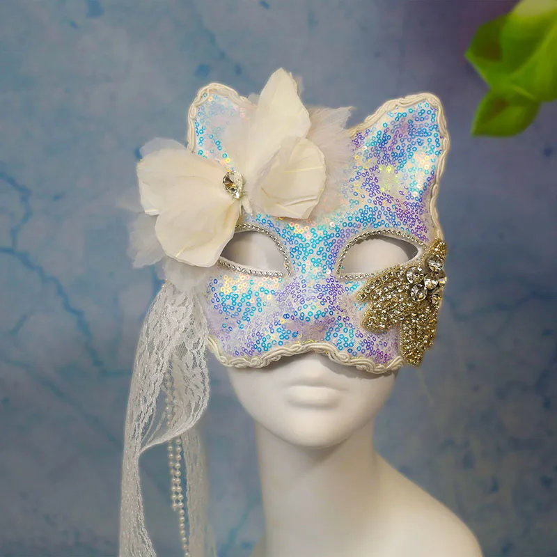 Frauen Maske Mädchen Maskerade Halloween Cosplay Übertriebene Spitze Maske Karneval Party Bar Kopf Tragen Verschleierte Zubehör