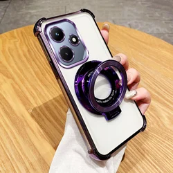 Hot 30 Luxury Shockproof Magnetic Bracket Transparent Clear Case for Funda Infinix Hot 30 30i Hot30 Play With Holder Stand Cover