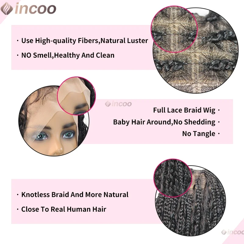 สังเคราะห์วิกผมลูกไม้ด้านหน้าด้านหน้าสําหรับผู้หญิงสีดํา 12 "Cornrows ถักวิกผมลูกไม้ผมเด็ก Knotless กล่อง Braiding วิกผม