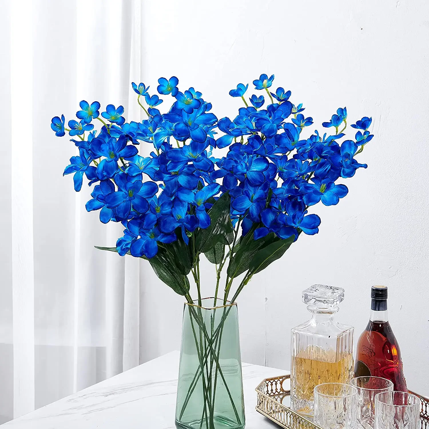 10pcs Artificial Orchids Flowers Blue Long Stems in Bulk for Wedding Home