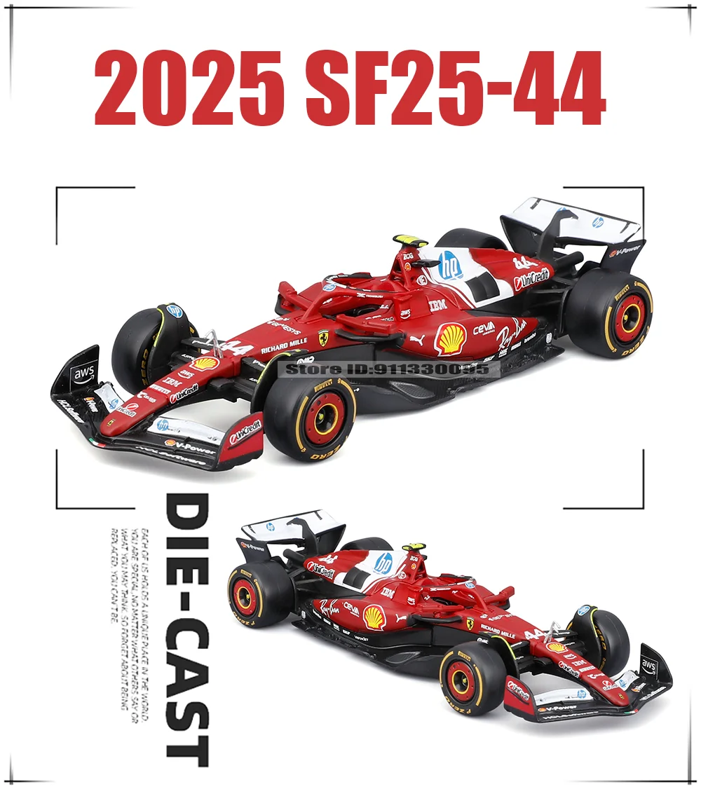 Bburago 1:43 F1 2025 Scuderia Ferrari HP SF25 # 16 Charles Leclerc # 44 Lewis Hamilton Legierungsmodellauto Druckguss-Modellspielzeug – Detail 8
