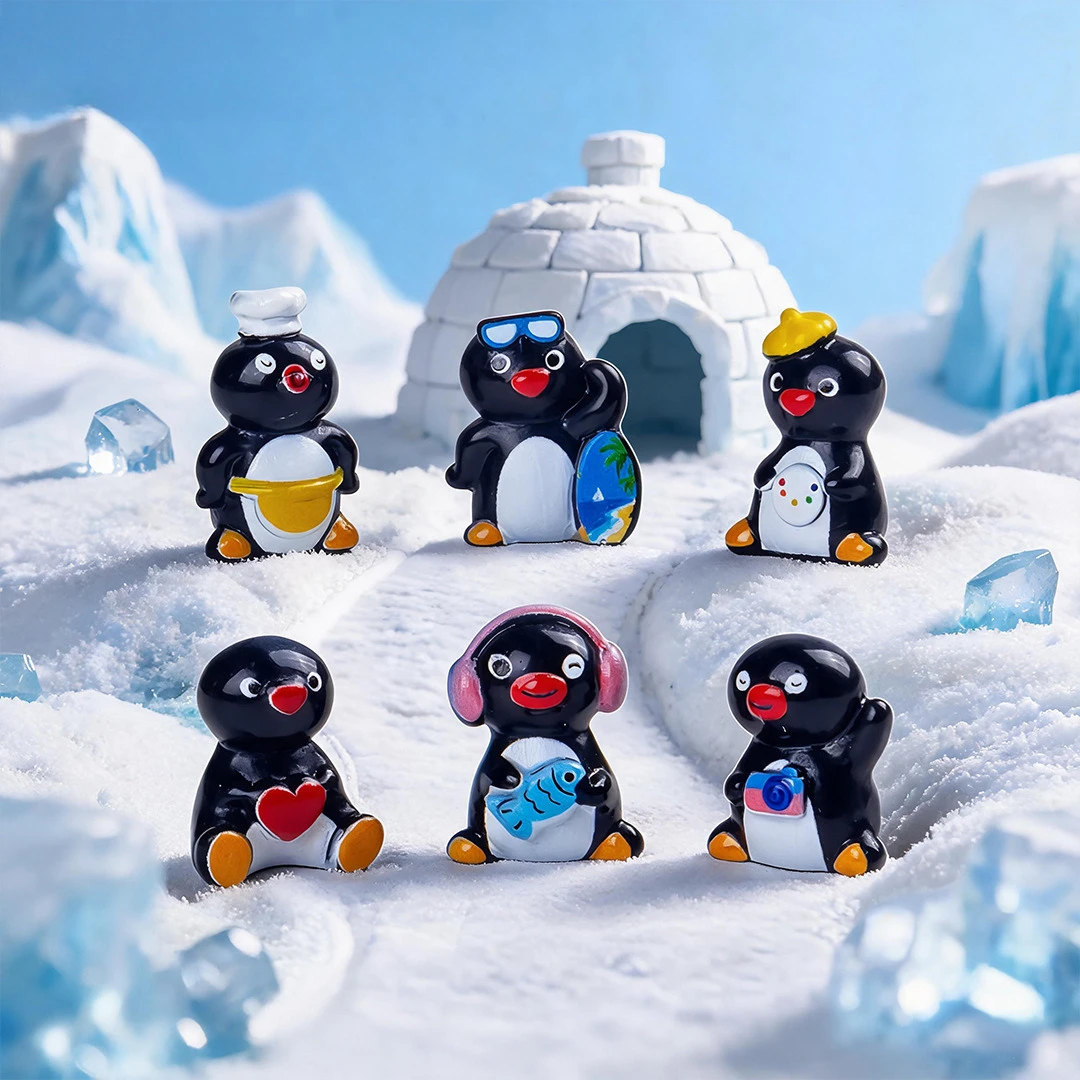 100pcs Kawaii Cartoon Penguin Doll 3D Resin Animal Mini Desktop Ornament DIY Keychain Jewelry Pendant Dollhouse Decor