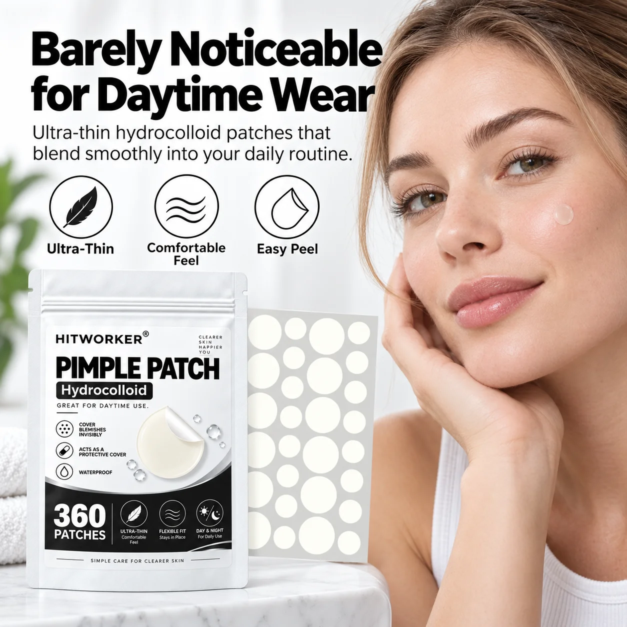 360pcs Pimple Patches with Tea Tree Oil, Hydrocolloid Blemish Spot Stickers,Cute Star Zit Covers for Facial Acne