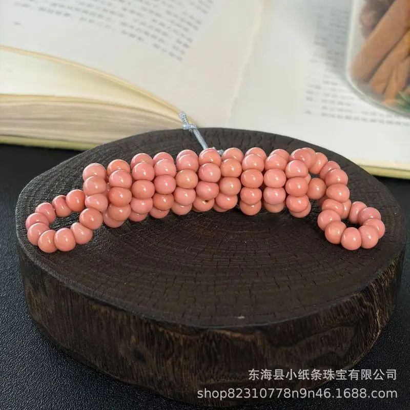 Pink Scale Garlic Bulb Large Intestine Handmade Material Bracelet Chain Buddhist Prayer Beads J