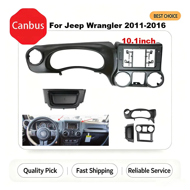 2DIN 10.1inch Car Radio Fascia Frame For Jeep Wrangler 2011-2016 Dash Fitting Panel Kit Host Unit Kit