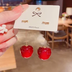 Korean Fashion Transparent Cherry Earrings for Women Summer Cherries Girls Cute Earrings Birthday Party Simple Earring Wholesale