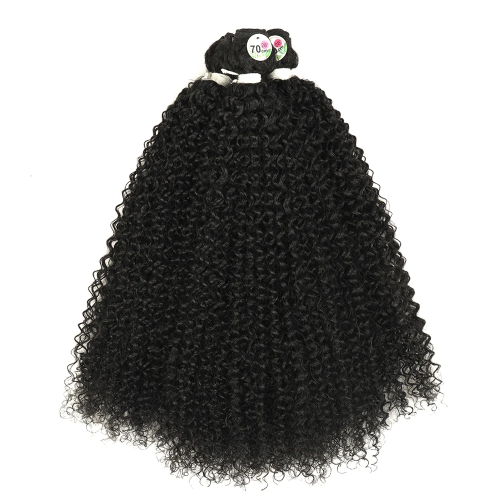 Long Synthetic Kinky Curly Hair Extensions Ombre Blonde Jerry Wave Bundles Heat Resistant Fake Crochet Hair for Women