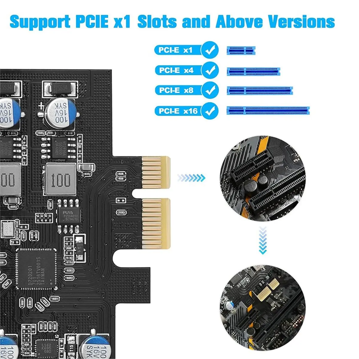 4 Ports USB PCIe Card, PCI Express to USB Expansion Card 2X Type A-2X USB C PCIe Expansion Card for Desktop PC Adapter