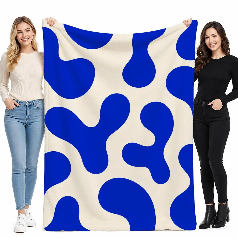 Marbled Blue and White Pattern Throw Perfect for Sofa Bed Office Travel Home Decor Art Lover Gift