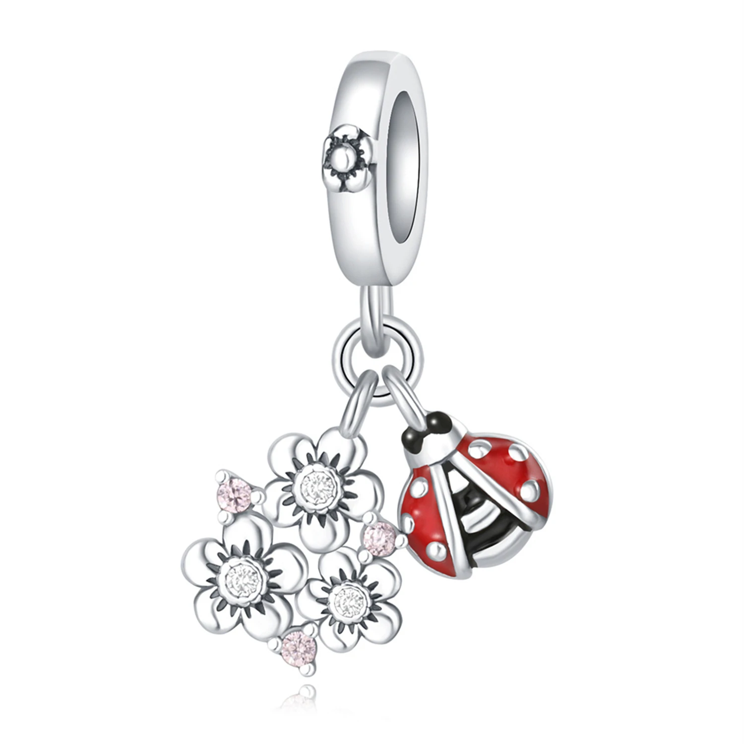 

Orstarry 925 Sterling Silver Ladybug Insect Flower Beads Original Pendants Bracelet Charm Jewelry Party DIY Trendy Gifts